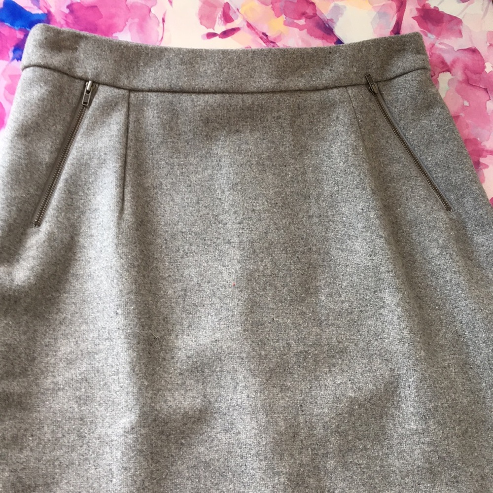 Gray Wool Pencil Skirt